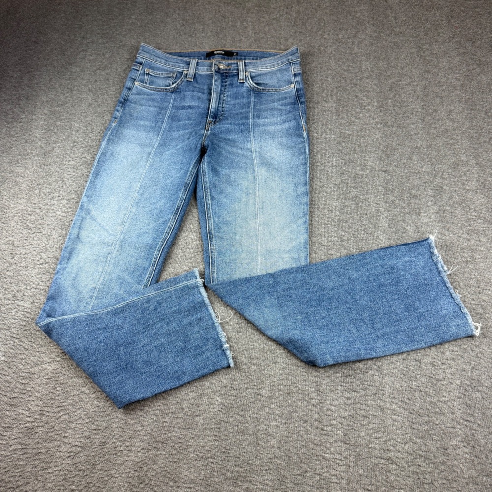 Hudson Barbara Straight Jeans Women's 27 Blue Front Seam Raw Hem Slit